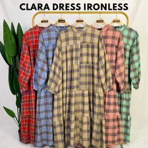 Clara Dress Chekered Ironless