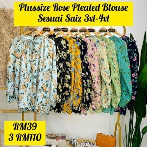 Rose Pleated Floral Blouse Ironless